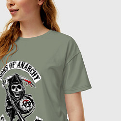 Футболка оверсайз женская Sons of anarchy - logo, цвет: авокадо — фото 2