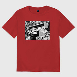 Футболка оверсайз женская Магическая битва герой, цвет: красный