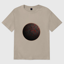 Футболка оверсайз женская Планета арт, меркурий, цвет: миндальный