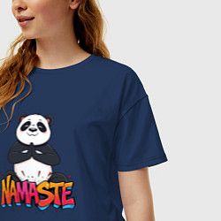 Футболка оверсайз женская Панда на намасте, цвет: тёмно-синий — фото 2