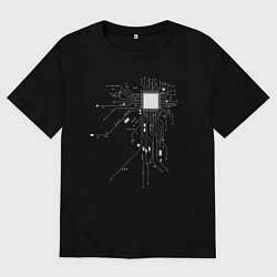 Футболка оверсайз женская Сердце хакера, цвет: черный