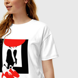 Футболка оверсайз женская Девушка в красной шляпе, цвет: белый — фото 2