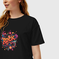 Футболка оверсайз женская Rock retro, цвет: черный — фото 2