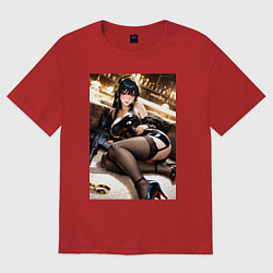 Футболка оверсайз женская Йор Форджер Семья шпиона в баре, цвет: красный