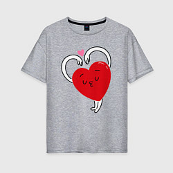 Футболка оверсайз женская Love hands, цвет: меланж