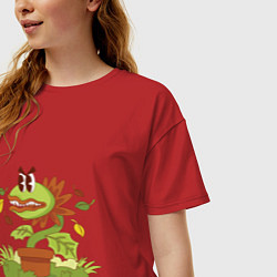 Футболка оверсайз женская Хищный цветок, цвет: красный — фото 2