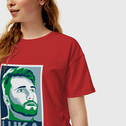 Футболка оверсайз женская Luka Doncic obey, цвет: красный — фото 2