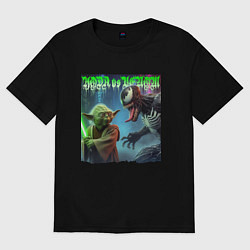 Футболка оверсайз женская Yoda vs Venom - neon glow, цвет: черный