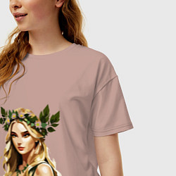 Футболка оверсайз женская Девушка эльф арт, цвет: пыльно-розовый — фото 2