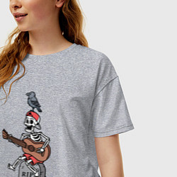 Футболка оверсайз женская Скелет с гитаркой, цвет: меланж — фото 2