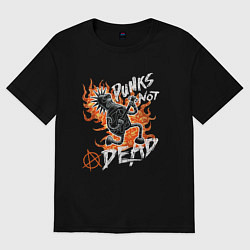 Футболка оверсайз женская Панк-рок с Бендером из Футурамы, цвет: черный