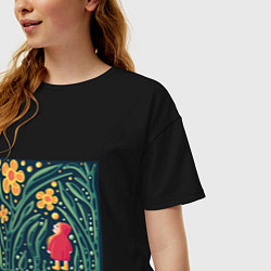 Футболка оверсайз женская Девочка в волшебном саду, цвет: черный — фото 2