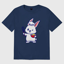 Футболка оверсайз женская Зайка поварёнок, цвет: тёмно-синий