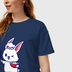 Футболка оверсайз женская Зайка поварёнок, цвет: тёмно-синий — фото 2