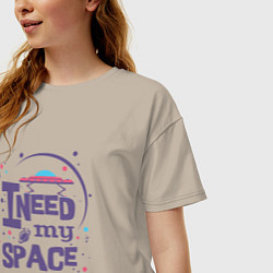 Футболка оверсайз женская I need my space, цвет: миндальный — фото 2