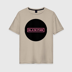 Футболка оверсайз женская Blackpink logotype - group of South Korea, цвет: миндальный