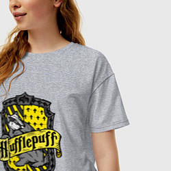 Футболка оверсайз женская Hufflepuff emblem, цвет: меланж — фото 2