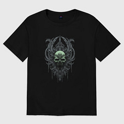 Футболка оверсайз женская Череп в орнаменте, цвет: черный