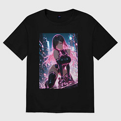 Футболка оверсайз женская Тифа Локхарт из Final Fantasy VII в стиле киберпан, цвет: черный