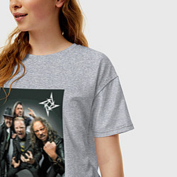 Футболка оверсайз женская Metallica cool dudes - thrash metal, цвет: меланж — фото 2