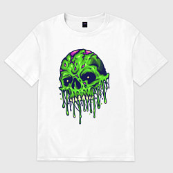 Футболка оверсайз женская Green skull, цвет: белый