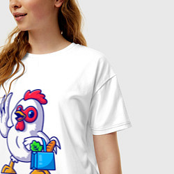 Футболка оверсайз женская Петушок с продуктами, цвет: белый — фото 2