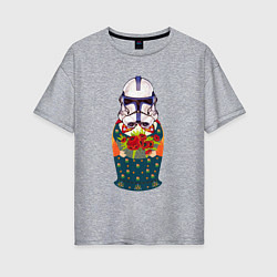Футболка оверсайз женская Матрешка в шлеме штурмовика звездные войны, цвет: меланж