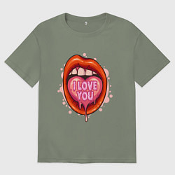 Футболка оверсайз женская I love you, цвет: авокадо