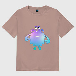 Футболка оверсайз женская Monster cartoon blue purple, цвет: пыльно-розовый