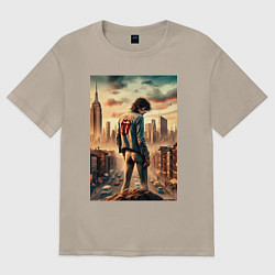 Футболка оверсайз женская Mick Jagger is the world legend, цвет: миндальный