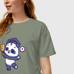 Футболка оверсайз женская Панда чемпион, цвет: авокадо — фото 2