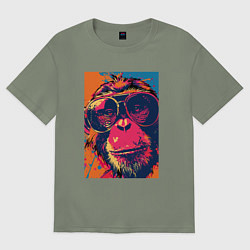 Футболка оверсайз женская Обезьяна в очках big pop art, цвет: авокадо