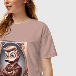 Футболка оверсайз женская Дональд Дак-Трамп на денежной купюре, цвет: пыльно-розовый — фото 2