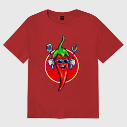 Футболка оверсайз женская Горячий перчик, цвет: красный