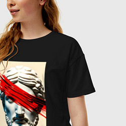 Футболка оверсайз женская Штрих на античной статуе, цвет: черный — фото 2