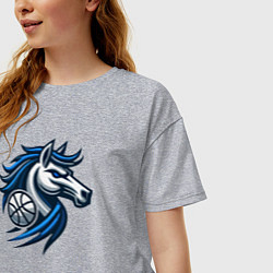 Футболка оверсайз женская Mavericks horse, цвет: меланж — фото 2
