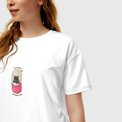 Футболка оверсайз женская Лучшее лекарство - кот психолог, цвет: белый — фото 2