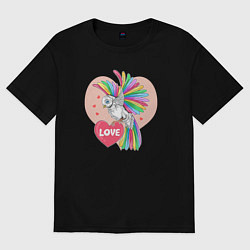 Футболка оверсайз женская Color bird, цвет: черный