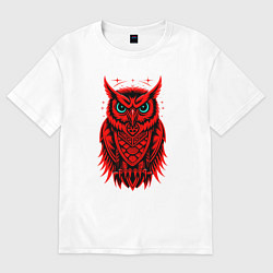 Футболка оверсайз женская Сова красная, цвет: белый