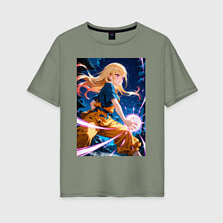 Футболка оверсайз женская Марин Китагава косплей Dragon Ball, цвет: авокадо