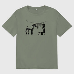 Футболка оверсайз женская Banksy zebra, цвет: авокадо