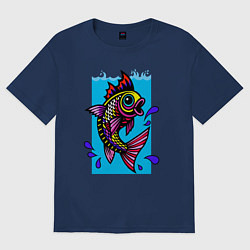 Футболка оверсайз женская Рыбка в воде, цвет: тёмно-синий