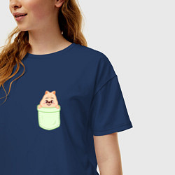 Футболка оверсайз женская Han quokka in pocket, цвет: тёмно-синий — фото 2