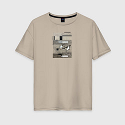 Футболка оверсайз женская Geometry VII, цвет: миндальный