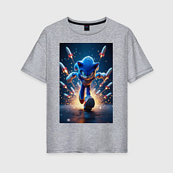 Футболка оверсайз женская Соник убегает от ракет, цвет: меланж