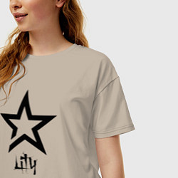 Футболка оверсайз женская Лилия - звезда, цвет: миндальный — фото 2