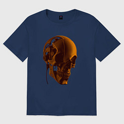 Футболка оверсайз женская Оранжевый череп в тенях, цвет: тёмно-синий