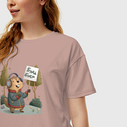 Футболка оверсайз женская Будь бобр, цвет: пыльно-розовый — фото 2