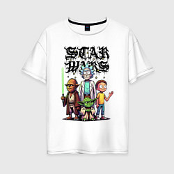 Футболка оверсайз женская Yoda and Chewbacca are friends of Rick and Morty -, цвет: белый
