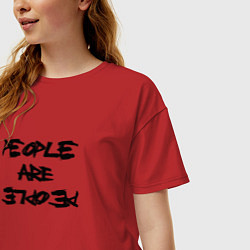 Футболка оверсайз женская Depeche Mode - people are people font, цвет: красный — фото 2